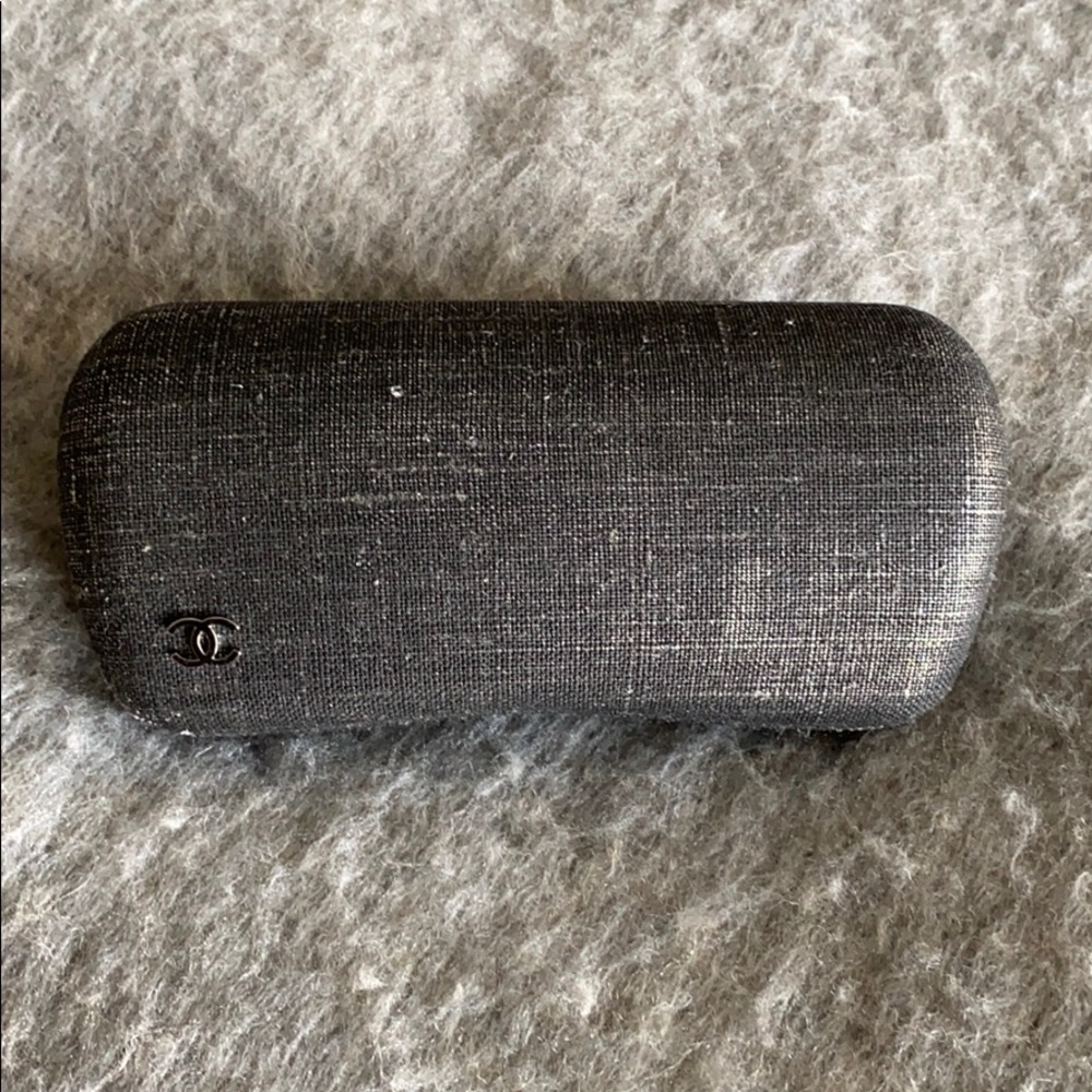 CHANEL Aviator Black/Silver Metallic Linen Case